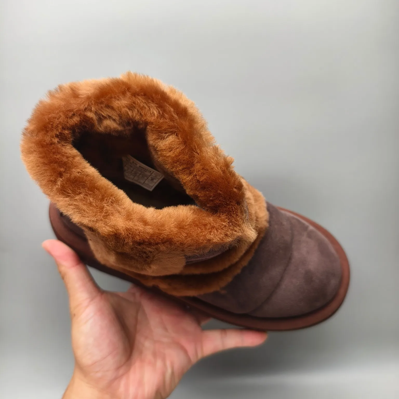 💰600 UGG sheepskin all-in-one snow boots 3316 caterpillar thick-soled mid-top casual shoes Color: Maroon Chocolate Size: 35-41